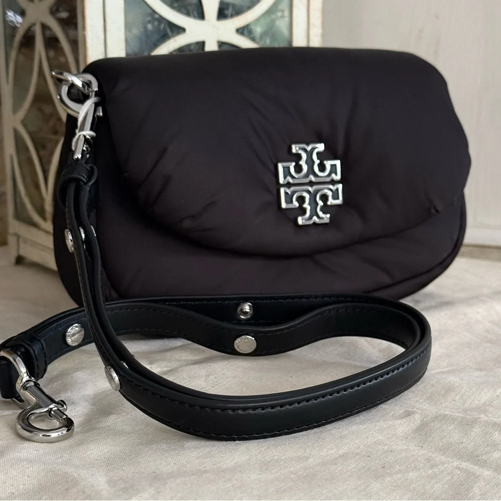New Tory Burch BRITTEN NYLON PUFFY CONVERTIBLE CROSSBODY BLACK